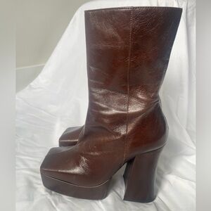 Brown Platform Leather L’INTERVALLE booties